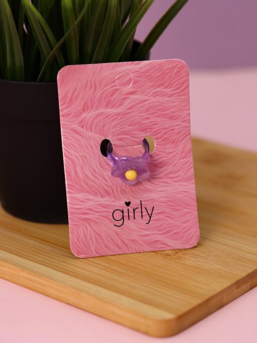 Кольцо акриловое GIRLY "Фиолетовый цветок", фиолетовое (d=1,7 см) 
