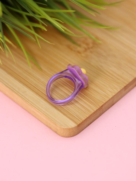 Кольцо акриловое GIRLY "Фиолетовый цветок", фиолетовое (d=1,7 см) 