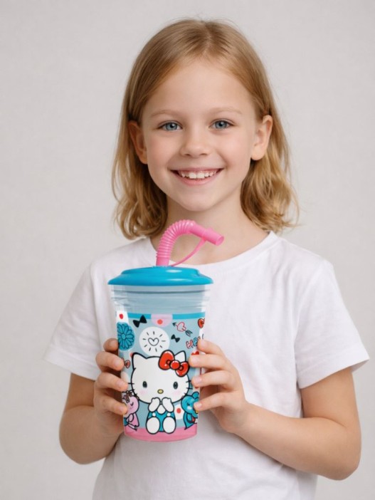 Стакан с трубочкой "Хэллоу Китти", дизайн 2 (420мл) 