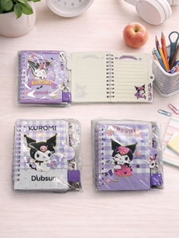 Блокнот А7 "Kuromi", замочек, спираль, линейка, 60 , mix (11,3*9 см)