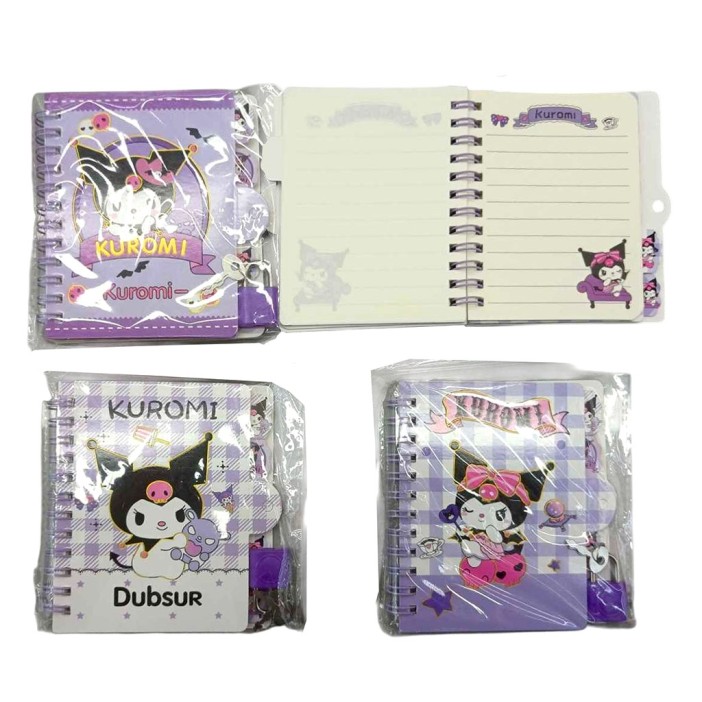 Блокнот А7 "Kuromi", замочек, спираль, линейка, 60 , mix (11,3*9 см) 