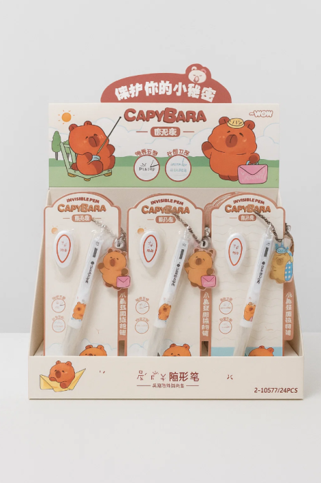 Светящаяся ручка с невидимыми чернилами &quot;Capybara with a pouch&quot;, white 