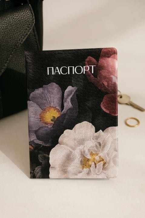 ОБЛОЖКА ДЛЯ ПАСПОРТА из искусственной кожи "Цветы", плотность 800 мкм