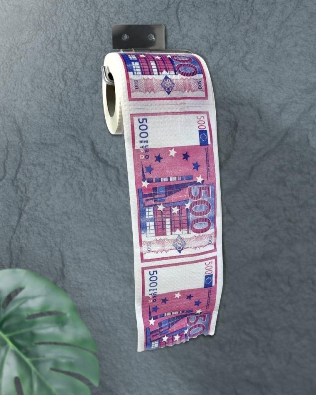 Сувенирная туалетная бумага "500 евро", двухслойная, 25 м (10х9,5 см)