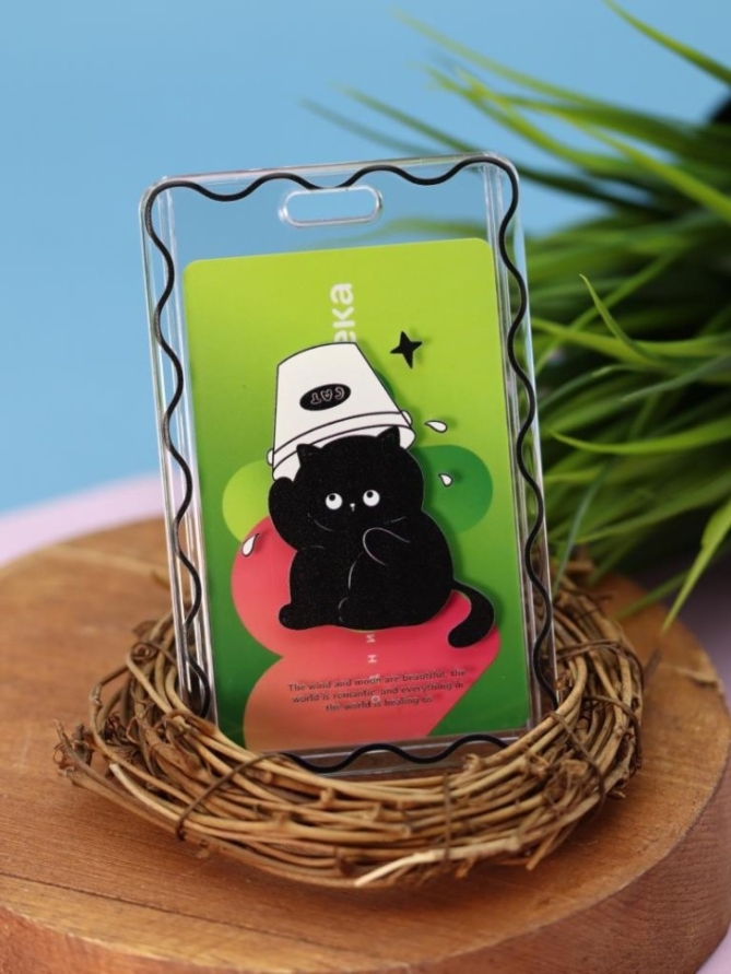 Футляр для карт на ленте ПО ПЛАНУ. "Кот под корзинкой"