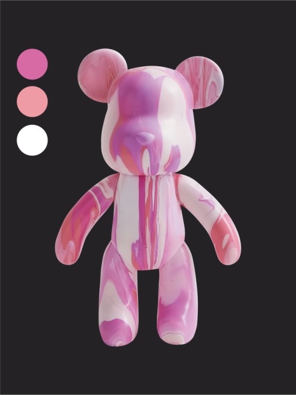 Набор для творчества с красками (3*60 мл) "Fluid bear", 23 см (белый/розовый/фуксия) 