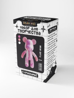 Набор для творчества с красками (3*60 мл) "Fluid bear", 23 см (белый/розовый/фуксия)