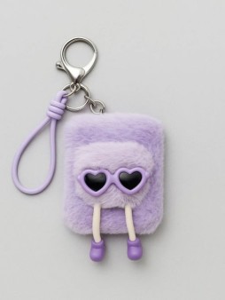 Плюшевое раскладное зеркало с брелоком "Heart glasses", purple (8.5*6 см)