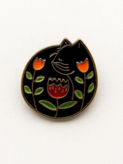 Значок металлический iLikeGift &quot;Black cat flower&quot; 