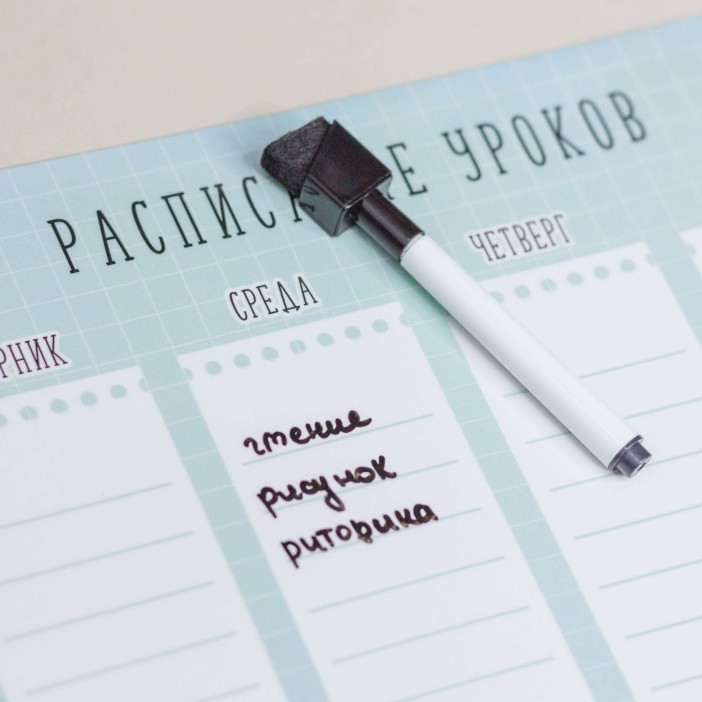 Магнитный планер "Расписание уроков", green-blue 