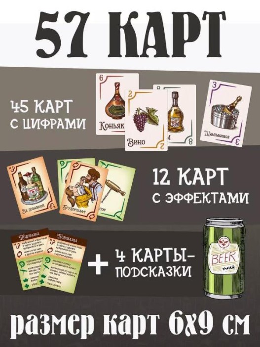 Игра карточная &quot;Блеф алко 18+. Еще по одной&quot; (64 карточки) 