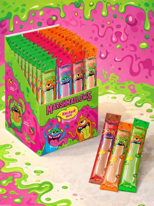 Воздушное суфле "Язык Монстра" микс вкусов, ш/б 27шт*12гр 