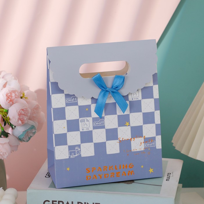 Пакет подарочный (XS) &quot;Pattern chess&quot;, blue (16.5*12.5*6) 