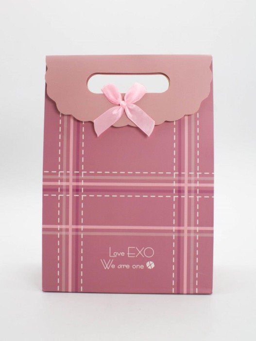 Пакет подарочный (M) "Simple plaid", brown (19x9x27) 