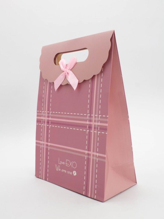 Пакет подарочный (M) "Simple plaid", brown (19x9x27) 