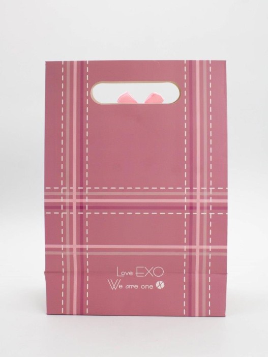 Пакет подарочный (M) "Simple plaid", brown (19x9x27) 