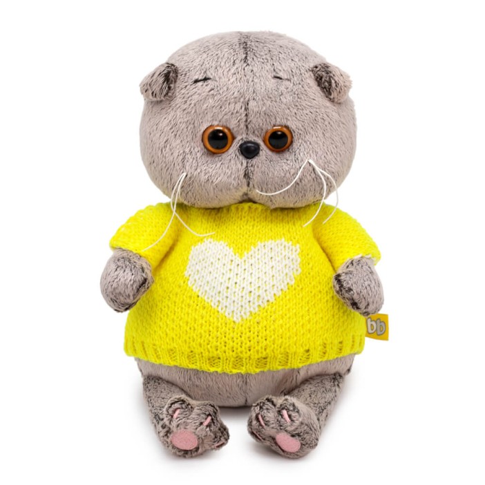 Мягкая игрушка &quot;Кот Басик BABY в свитере с сердцем&quot; (20 см) 