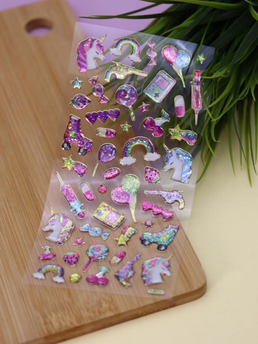 Наклейки объемные &quot;Shiny unicorn&quot; (20,5*9 см) 