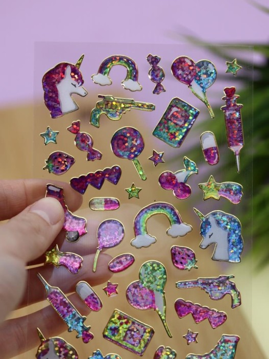 Наклейки объемные &quot;Shiny unicorn&quot; (20,5*9 см) 
