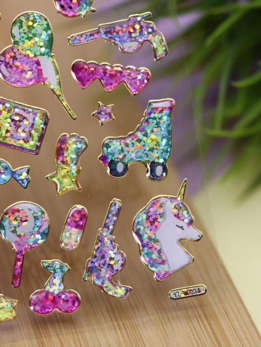 Наклейки объемные &quot;Shiny unicorn&quot; (20,5*9 см) 