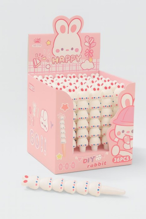 Ручка гелевая  &quot;Go rabbit happy&quot;, purple, шоу-бокс 36 шт. 