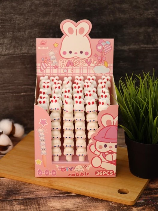 Ручка гелевая  &quot;Go rabbit happy&quot;, purple, шоу-бокс 36 шт. 