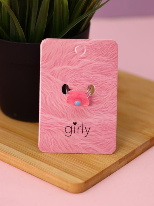 Кольцо акриловое GIRLY "Розовый цветок", розовое (d=1,7 см) 