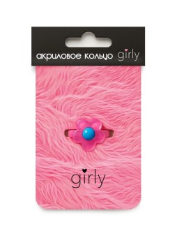 Кольцо акриловое GIRLY "Розовый цветок", розовое (d=1,7 см)