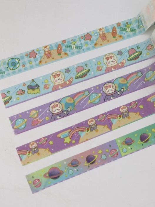 Набор декоративного скотча 5 шт. &quot;Space bunny&quot;, green, шоу-бокс 12 шт. 