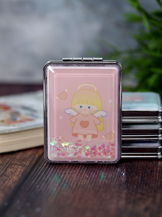 Зеркало-шейкер раскладное &quot;Little angel&quot;, pink (8*6 см) 