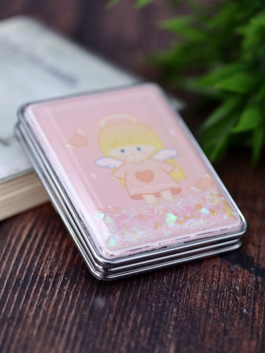 Зеркало-шейкер раскладное &quot;Little angel&quot;, pink (8*6 см) 