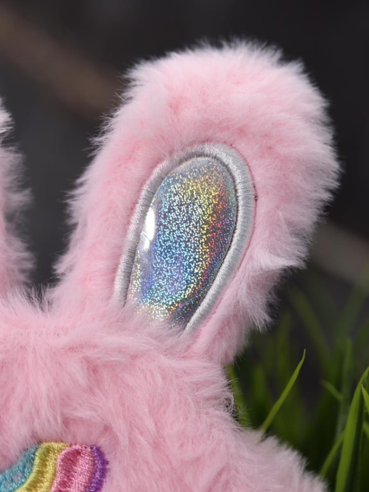 Плюшевое зеркало настольное GIRLY "Пушистые ушки", розовое (12*25 см)