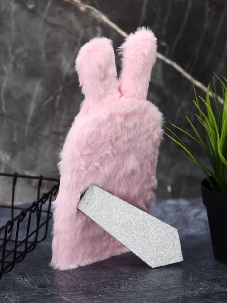 Плюшевое зеркало настольное GIRLY "Пушистые ушки", розовое (12*25 см)
