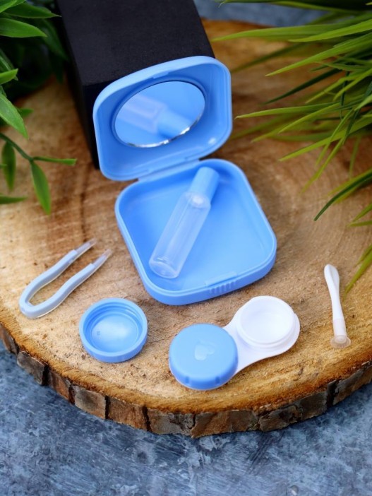 Контейнер для линз «Heart paint», blue 