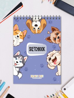 Скетчбук DRAW ME! «Забавные собаки», 14х20 см, плотность 100 гр