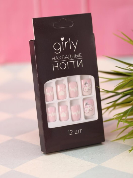 Накладные ногти GIRLY «Minimalist design», 12 шт., с клеевыми пластинами 