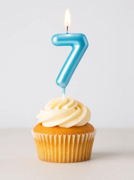 Свеча для торта "Azure glow" цифра 7, (6 см)