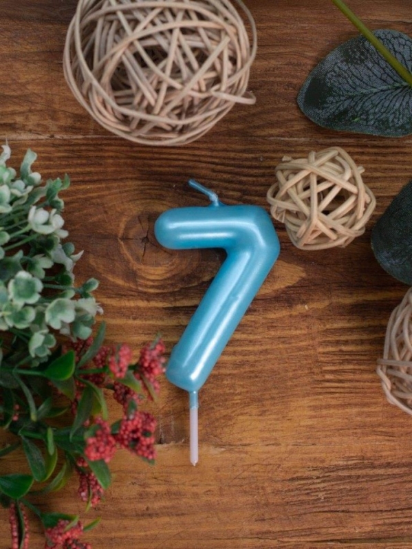 Свеча для торта "Лазурное сияние" цифра 7, (6 см)