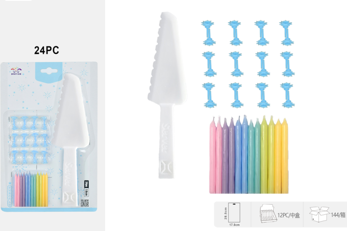 Набор свечей с лопаткой для торта &quot;Slice&amp;light&quot; 24 шт., multicolor (7,8 см) 