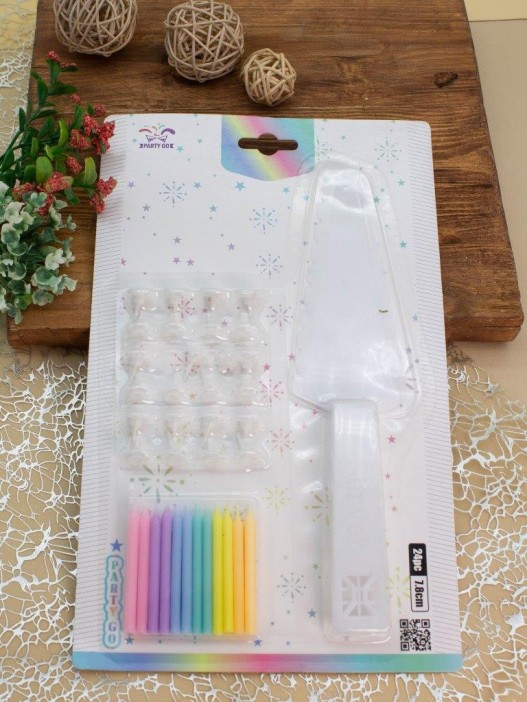 Набор свечей с лопаткой для торта &quot;Slice&amp;light&quot; 24 шт., multicolor (7,8 см) 