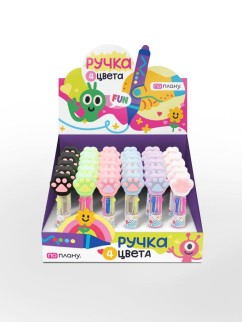 Разноцветная мини-ручка 4 в 1 &quot;Soft paws&quot;, mix, шоу-бокс ПО ПЛАНУ. 36 шт.