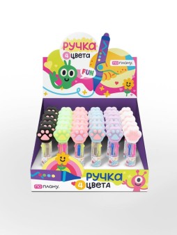 Разноцветная мини-ручка 4 в 1 "Soft paws", mix, шоу-бокс ПО ПЛАНУ. 36 шт.