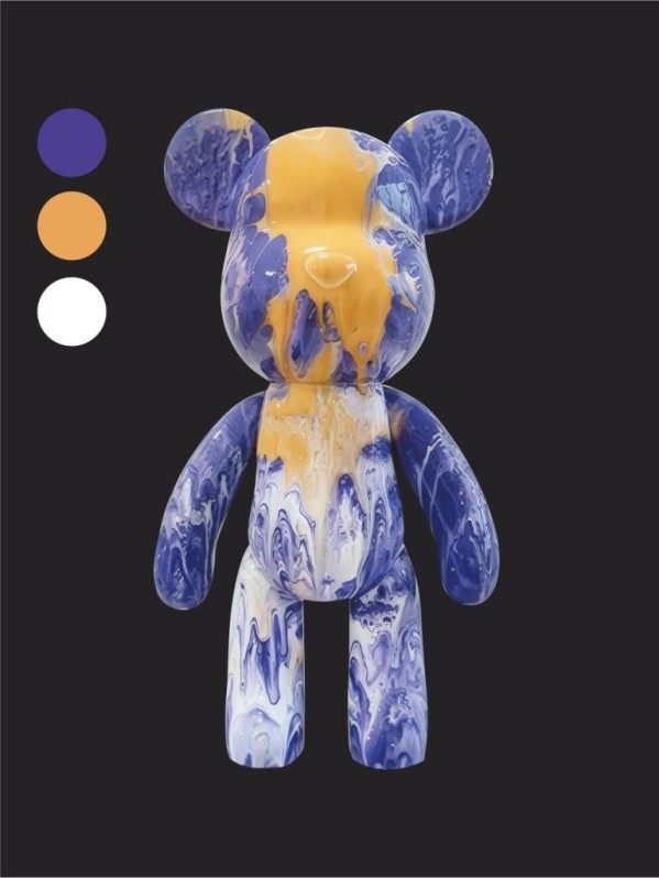 Набор для творчества с красками (3*60 мл) "Fluid bear", 23 см (фиолетовый/белый/золотой) 