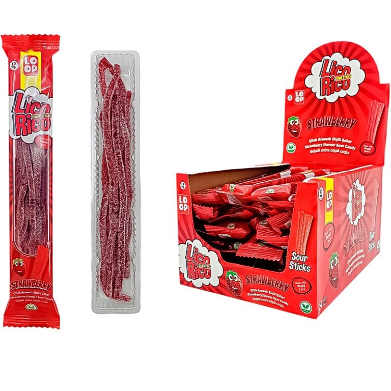 Желейные конфеты LicoRiko &quot;Кислые карандаши Клубника&quot;, 24шт 