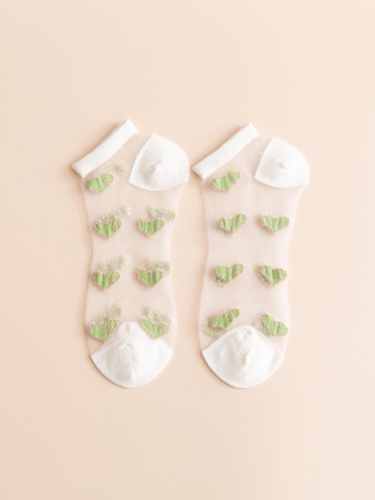 Носки iLikeGift «Glass hearts», green, мужские/женские евро размер 35-41 