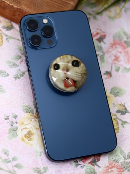 Попсокет iLikeGift "Cat grimacing", white 