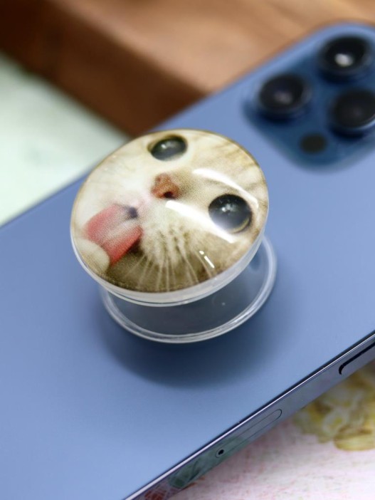 Попсокет iLikeGift "Cat grimacing", white 