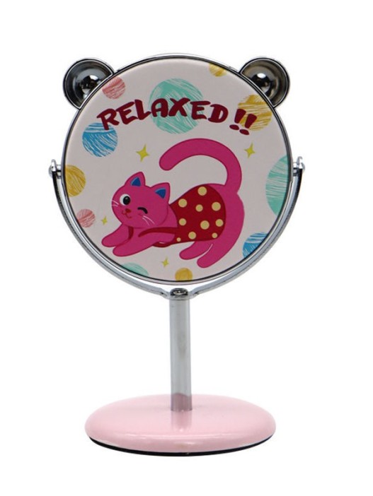 Зеркало настольное на ножке &quot;Relax cat&quot;, розовое (10,5*18 см) 