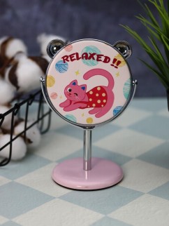 Зеркало настольное на ножке &quot;Relax cat&quot;, розовое (10,5*18 см)