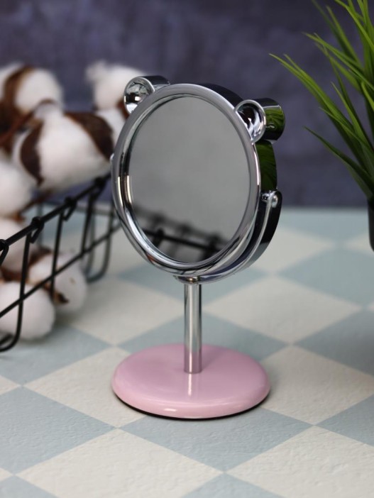 Зеркало настольное на ножке &quot;Relax cat&quot;, розовое (10,5*18 см) 